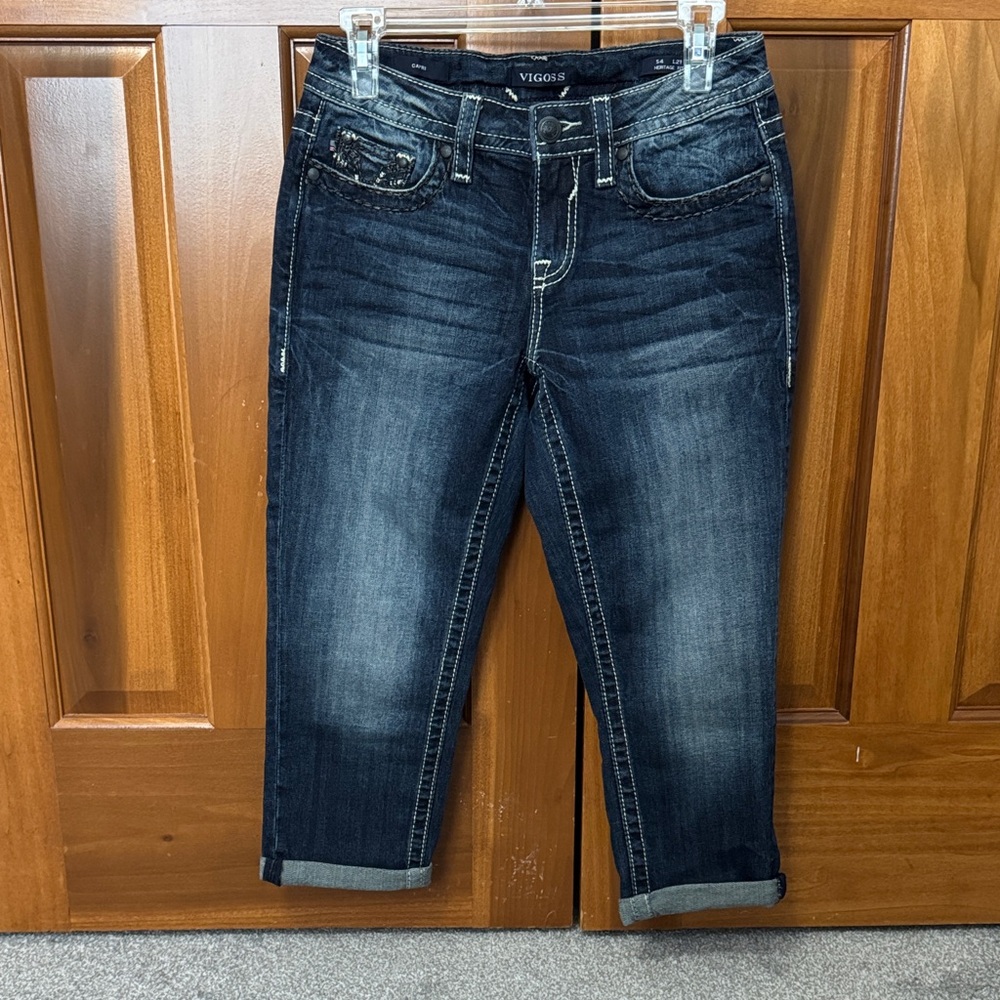 Vigoss Size 4, 21 Length Women's Midnight Blue Cropped Capri Jeans